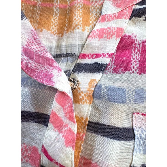 Zac & Rachel Blouse Womens XL Multi Color Striped Long Sleeve Button Up Top Boho - Picture 6 of 9